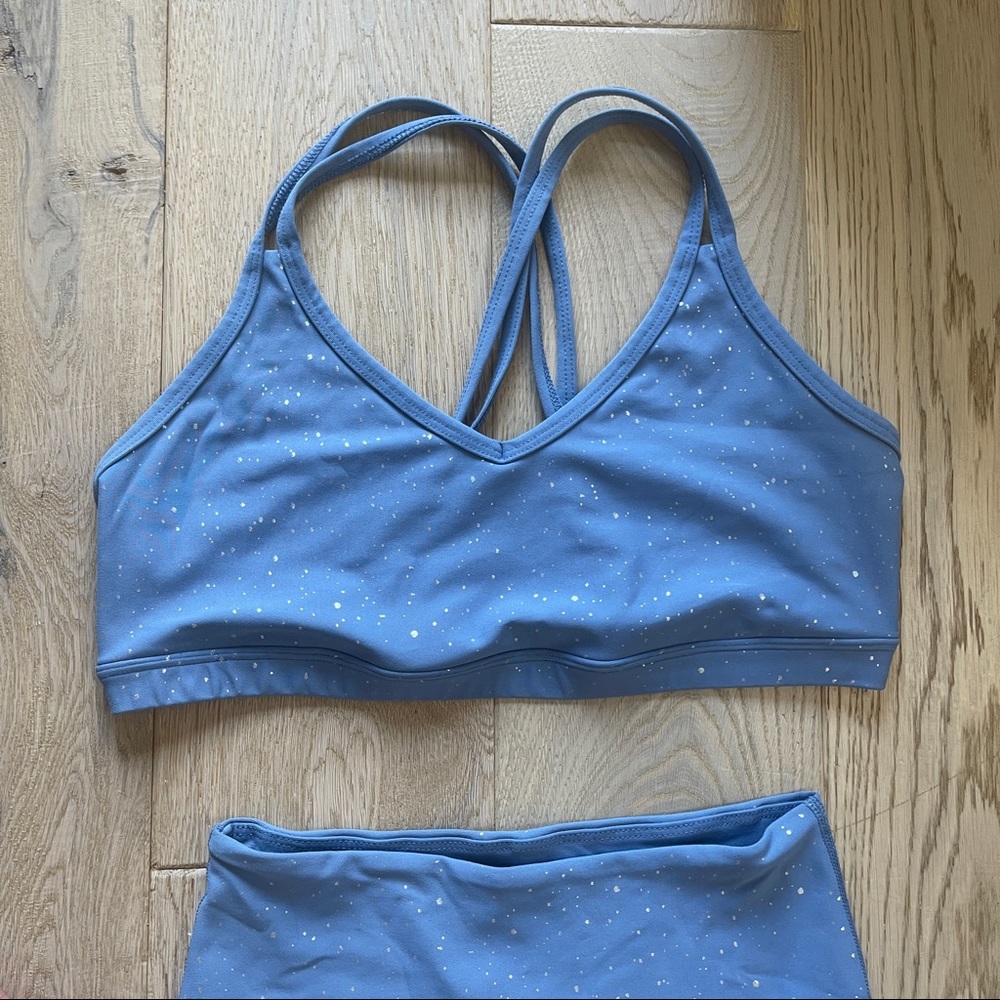 Beyond Yoga Blue Sports Bra with White Speckles